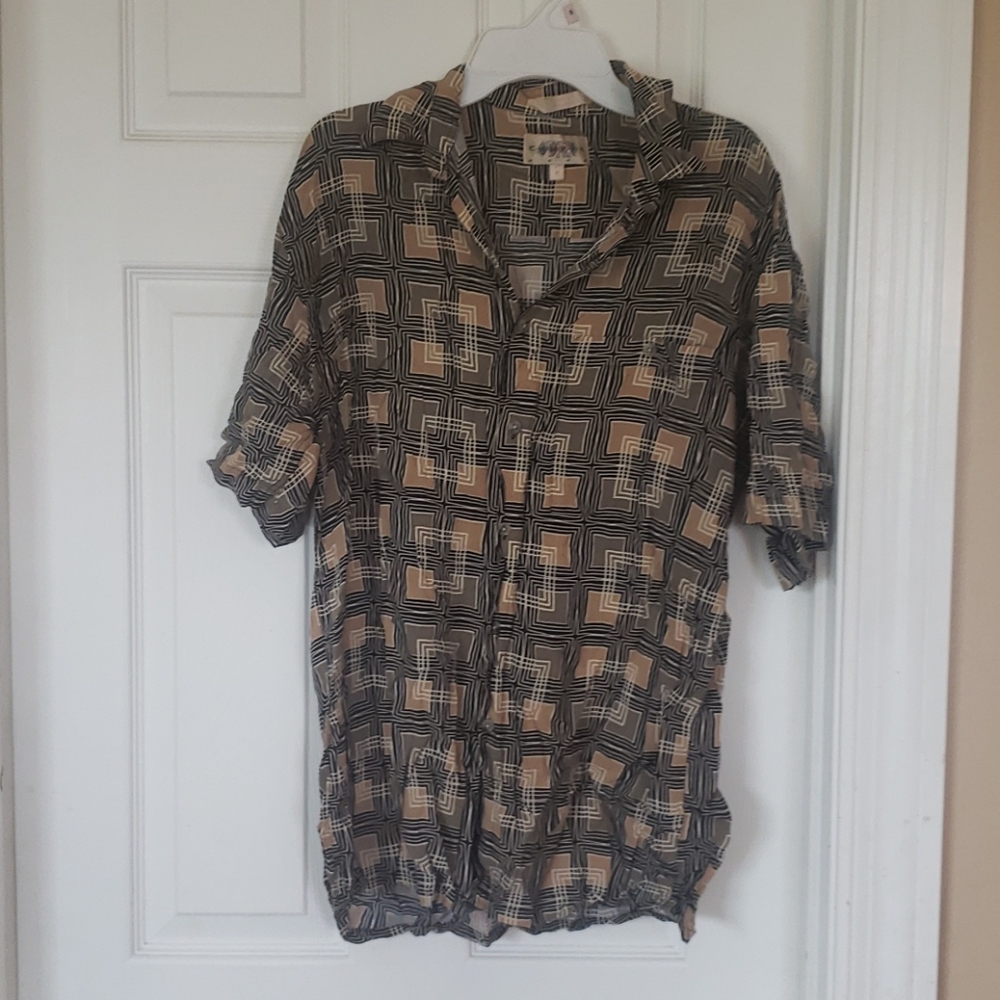 Geometric print button down shirt